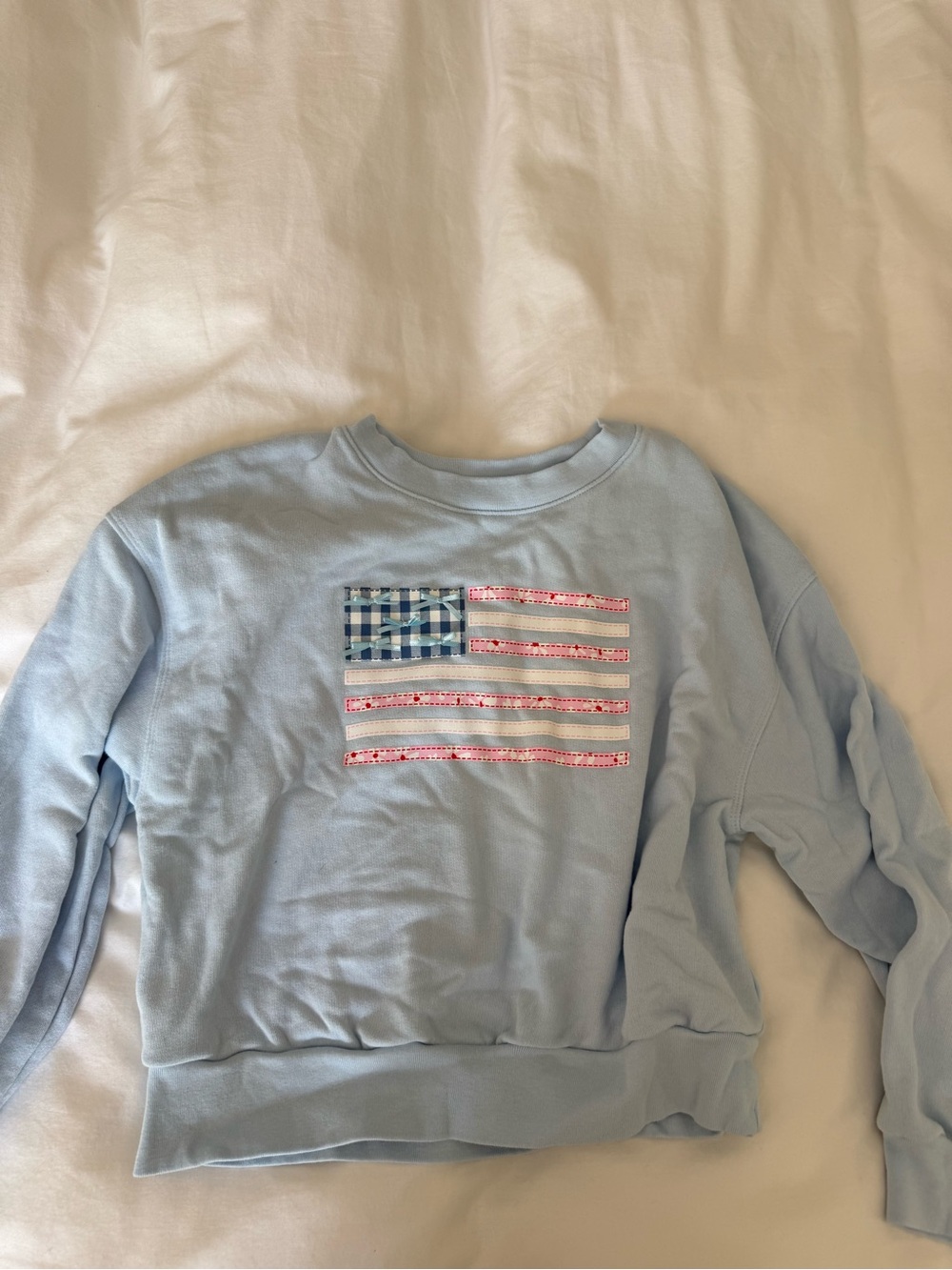 GAP Light Blue Flag Patch Pullover Sweatshirt